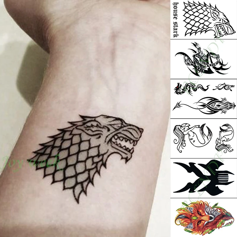 

Waterproof Temporary Tattoo Sticker Stark Dark Horse Deluxe Game of Thrones Fake Tatto Hand Flash Tatoo for Kid Girl Men Women