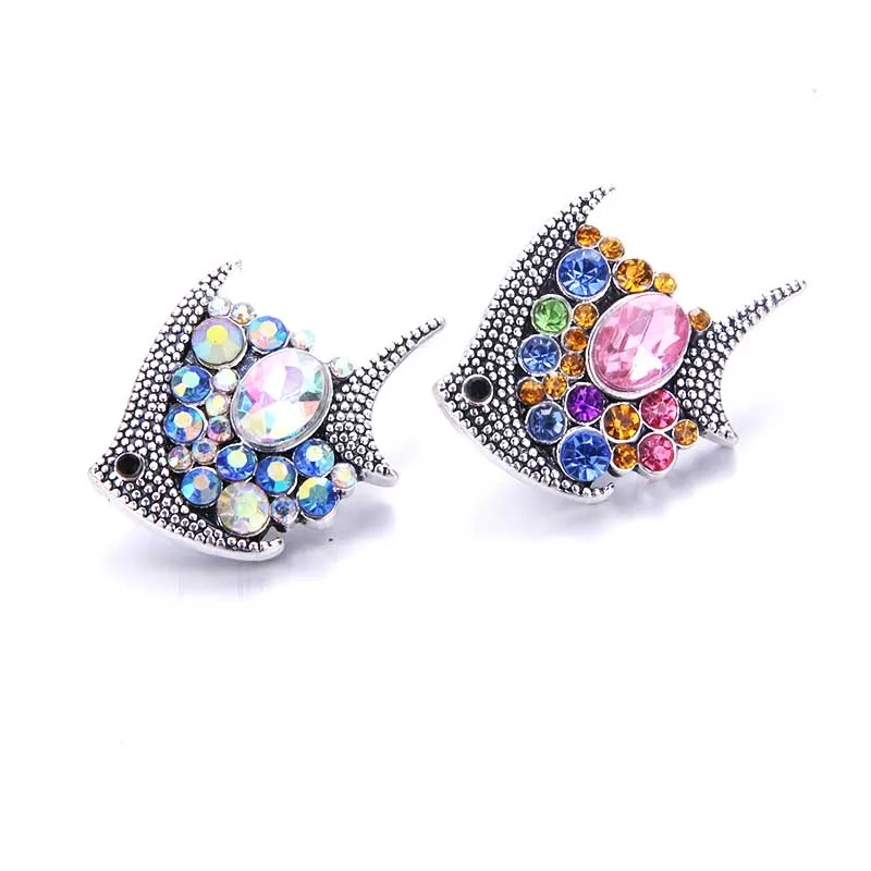 

10pcs/lot Snap Jewelry Cute fish Snap Button Metal fit 18mm Snap Bracelet Leather Bracelet DIY Ginger Button Jewelry 9109