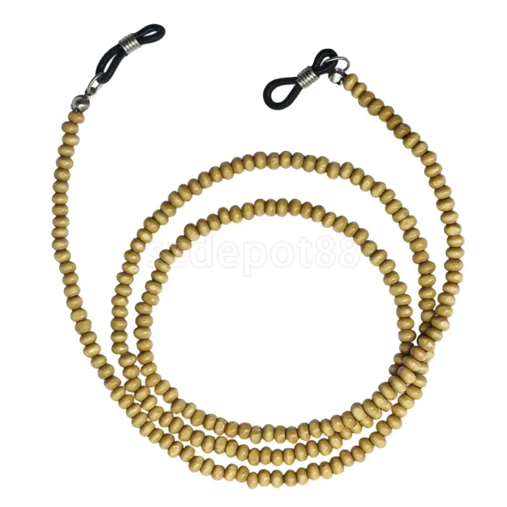 Beaded Eyeglass Spectacles Chain Sunglasses Holder Glasses Necklace Cord String Lanyard NATURAL WOOD