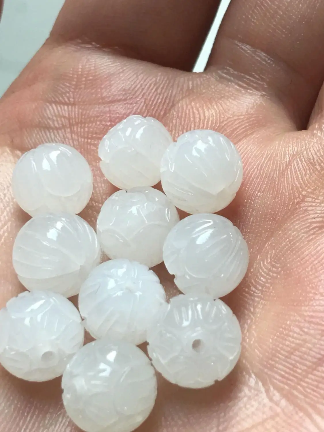 Hetian Jade Qinghai старый материал 10 мм бусинка в форме лотоса жирная белая