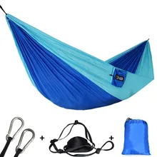 Ao ar livre portátil de acampamento pára-quedas dormir rede dupla jardim balanço hamac pendurado cadeira flyknit hamaca rede rede dc12