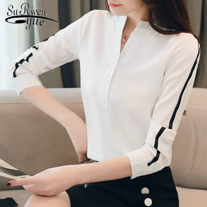 

Chiffon blouse shirt womens long sleeve 2019 fashion OL womens tops and blouses solid shirts women clothes female blusas 1737 50