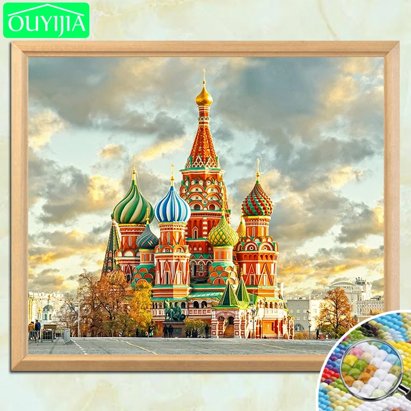 

World Famous Scenic Spots "Moscow Kremlin" 5D DIY Diamond Painting Square Diamond Embroidery Rhinestones Mosaic Decor Picture