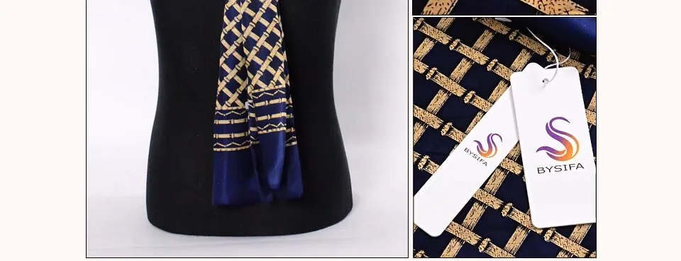 [BYSIFA] Men Black Gold Silk Scarves Winter Fashion Accessories 100% Natural Silk Male Plaid Long Scarves Cravat 160*26cm mens head wrap bandana