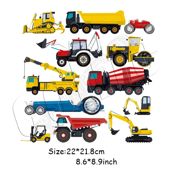 DIY Heat Transer Iron-on Patches For Clothing Cute Cartoon Cars Set Patch Children T-shirt Dresses Accessory Appliques Badges 