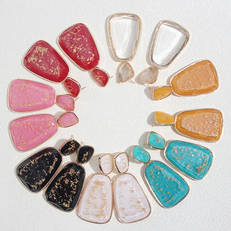 

JUST FEEL Fashion Acrylic Earrings For Women Drop Dangle Bohemian Print Colorful Geometric Earrings 2019 Statement Party Jewelry
