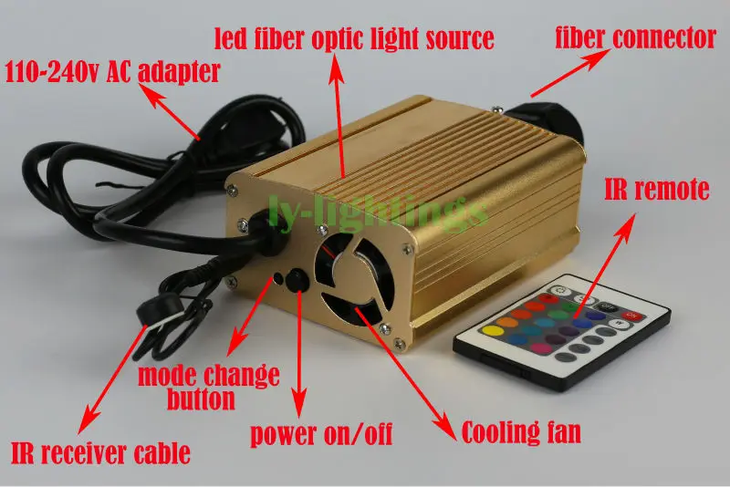 Волоконно оптический источник света RGB led свет двигателя ИК пульт для оптического