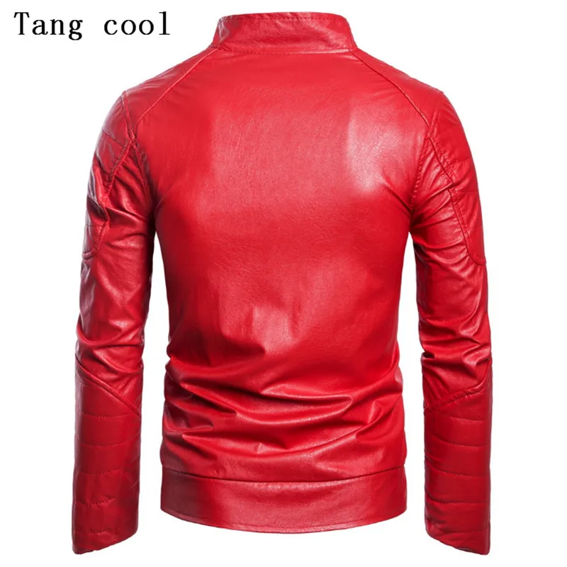 Куртка из искусственной кожи Tang cool Красная приталенная рубашка с длинным рукавом
