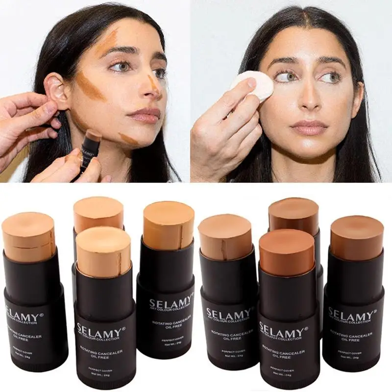

1 Pcs Foundation Makeup Full Cover Contour Face Concealer Base Primer Moisturizer Hide Blemish Bronzer Concealer Stick