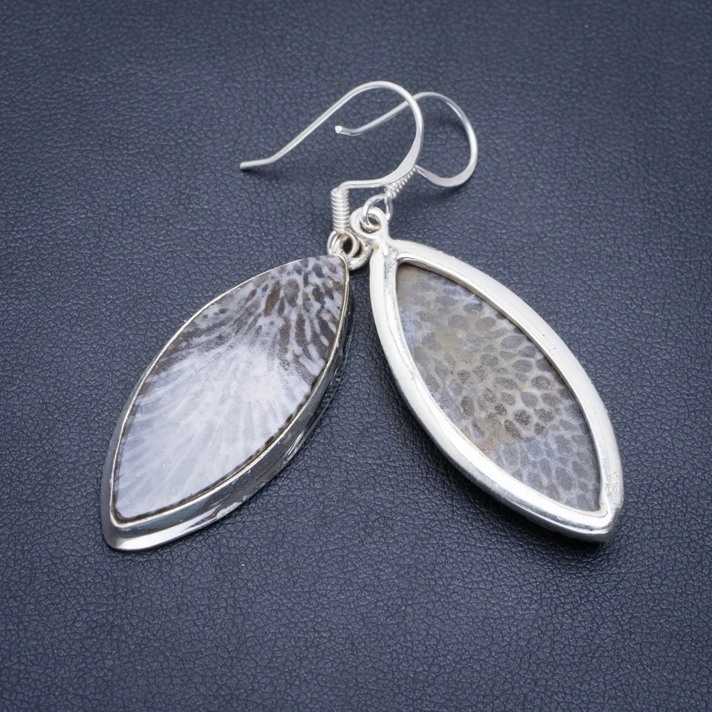 Natural Stingray Coral Handmade Unique 925 Sterling Silver Earrings 2&quot A2098 | Украшения и аксессуары