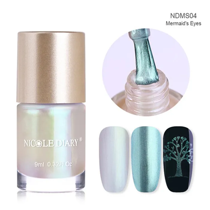 NICOLE DIARY 9ml Nail Polish Chameleon Metallic Jelly Holographic Polish Shiny Flakies Sequins Manicure Nail Art Lacquer Varnish - Цвет: NDMS04