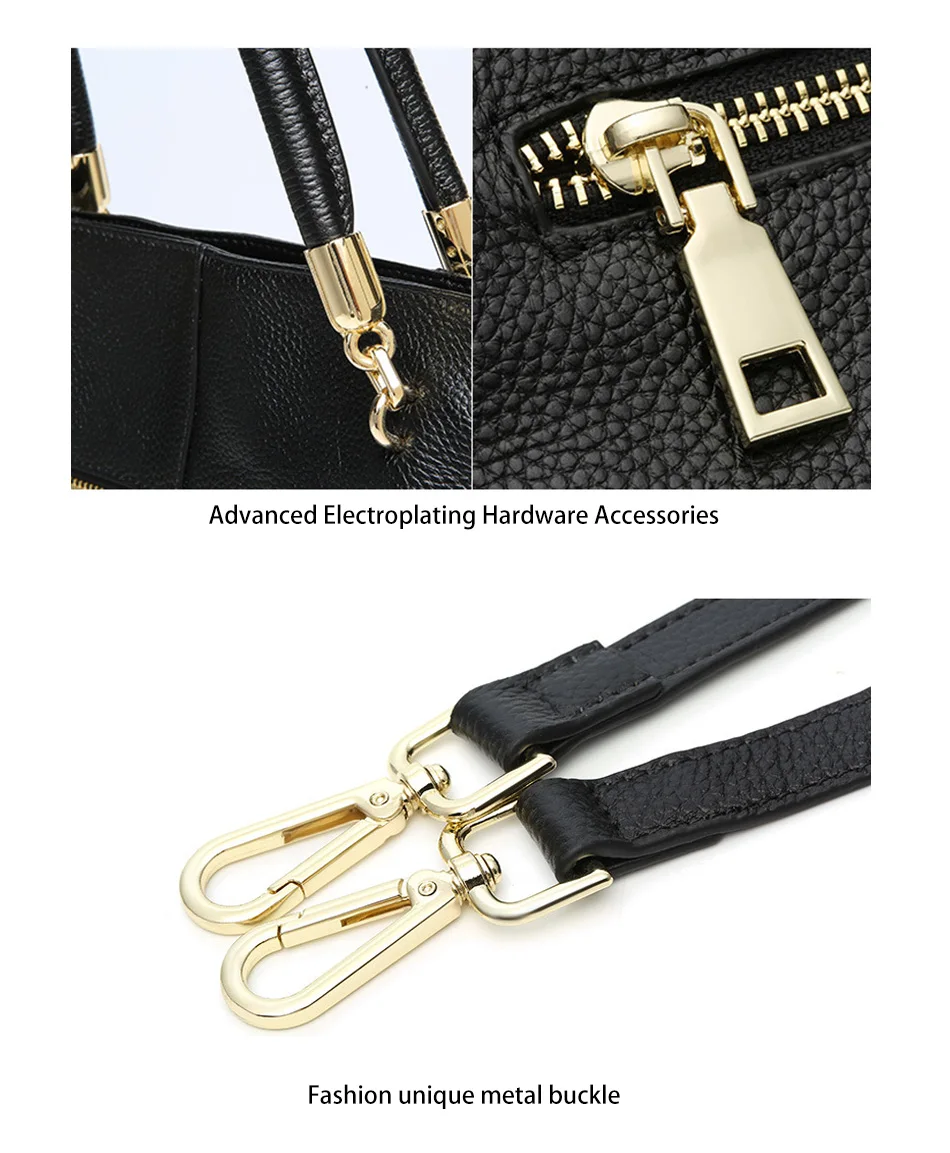 Zency натуральная кожа сумка-тоут классическая черная женская сумка через плечо с кисточкой модная вместительная Женская сумочка через плечо