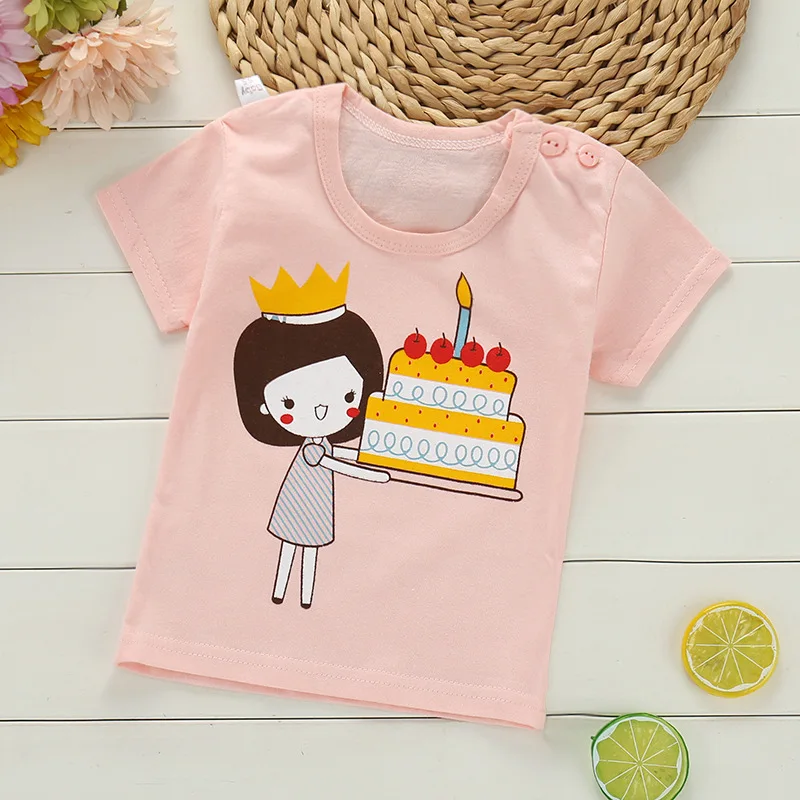 

Female baby cartoon summer short-sleeved cotton t-shirt boy summer baby children's clothing shirt children's shirt