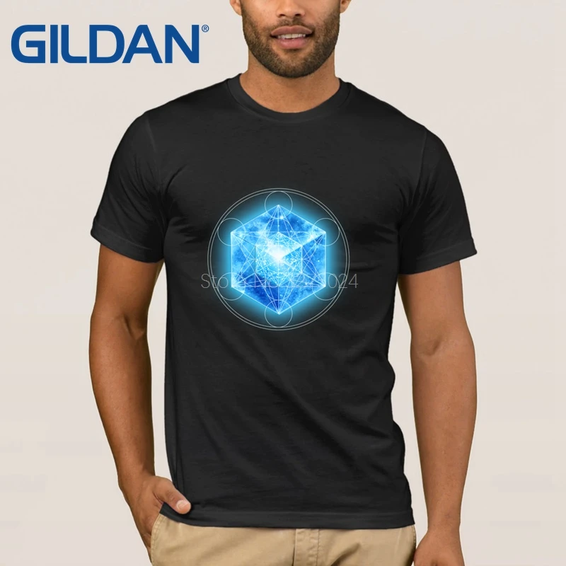 Funny Tie Dye Tee Shirt Metatrons Cube With Tesseract Hypercube T For Men Graphic Trend T-Shirt Cotton Simple | Мужская одежда