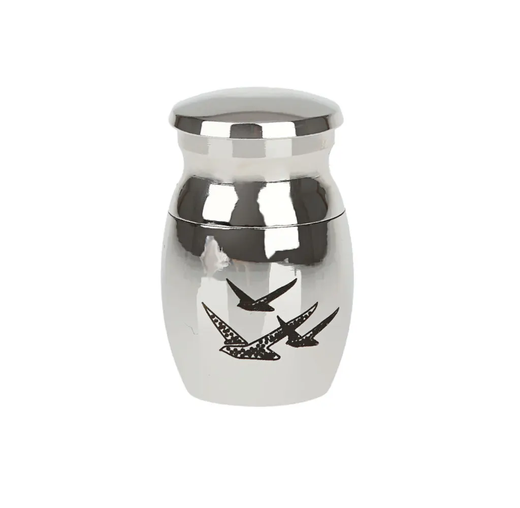 6pcs/Set Stainless Steel Cremation Urn Ash Memorial Container Pendant Keepsake Painted with Pigeon Heart Love You Infinity