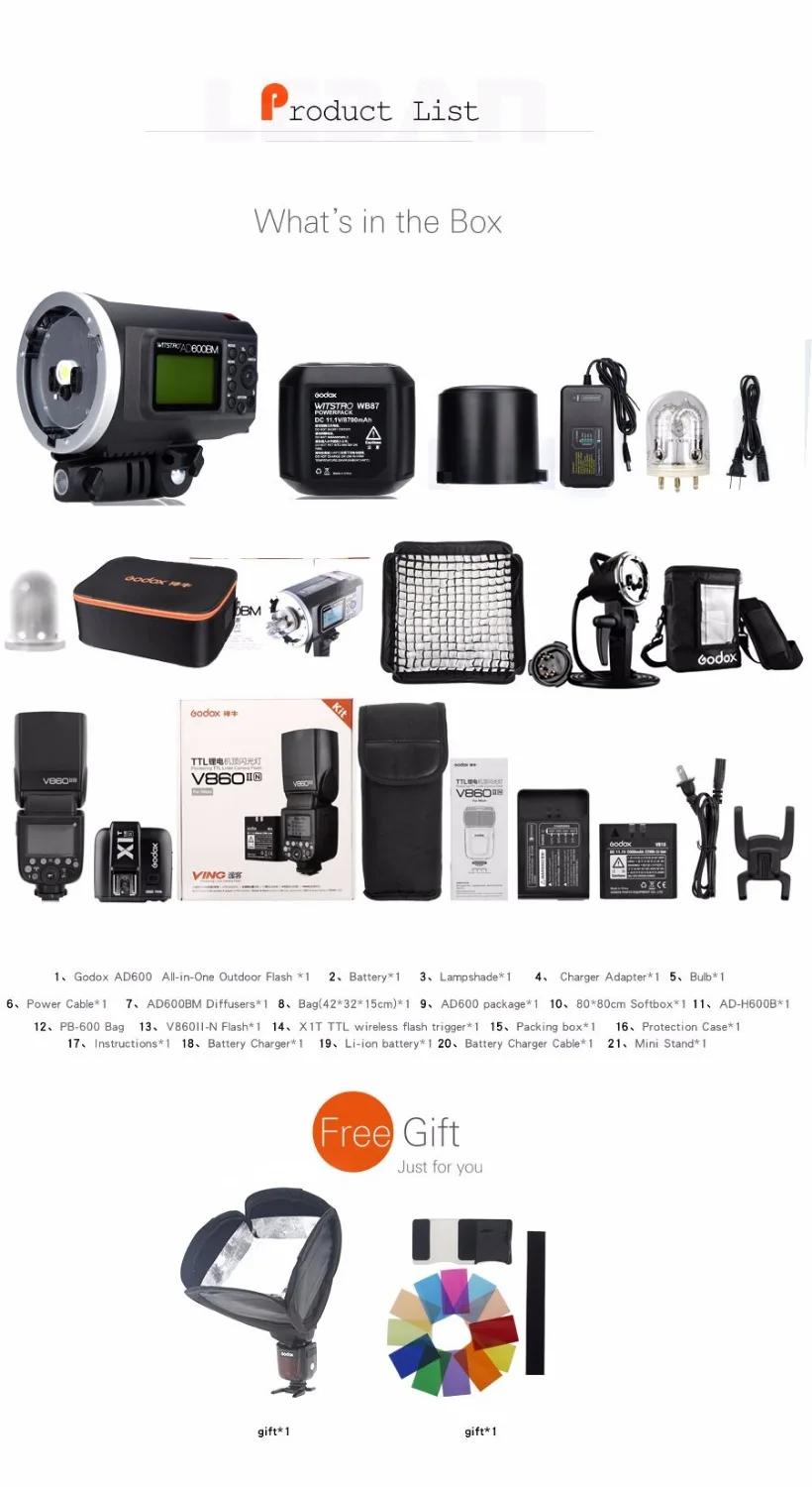 Godox AD600BM 1/8000 HSS GN87+V860II-N E-TTL HSS 1/8000 Flash Speedlite+X1T-N Trigger+Carry bag,Softbox Flash Kit for N CD15