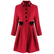 Joineles размера плюс с бантом украшенное длинное пальто отложной воротник однобортный винтажный женский шерстяной смеси формальная верхняя одежда