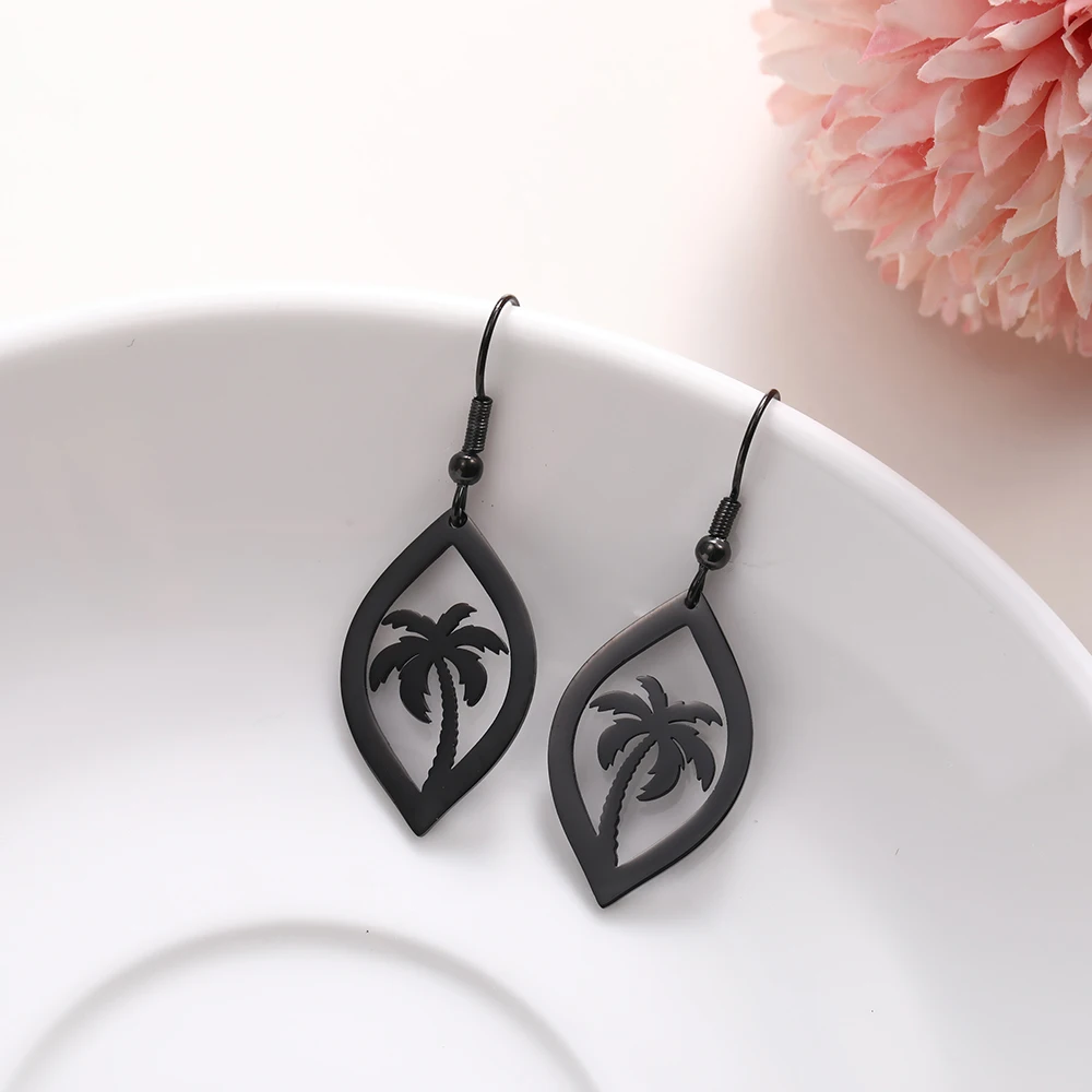 Женские Геометрические серьги Teamer из нержавеющей стали с кокосовой пальмой для
