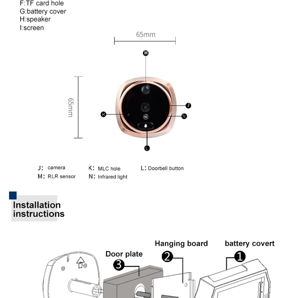 4.3 "глазок Дверные звонки 1.3mp HD ночь версии Камера дом посетителя ток-обратно домофон видео домофон широкоугольный просмотра