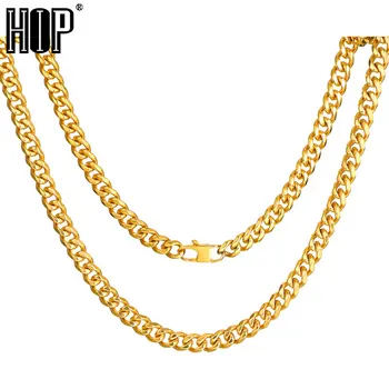 

HIP Width 6MM Gold Black 316L Stainless Steel Necklace Men Cuban Miami Chain Twisted Necklaces Jewelry 20-30inch Length