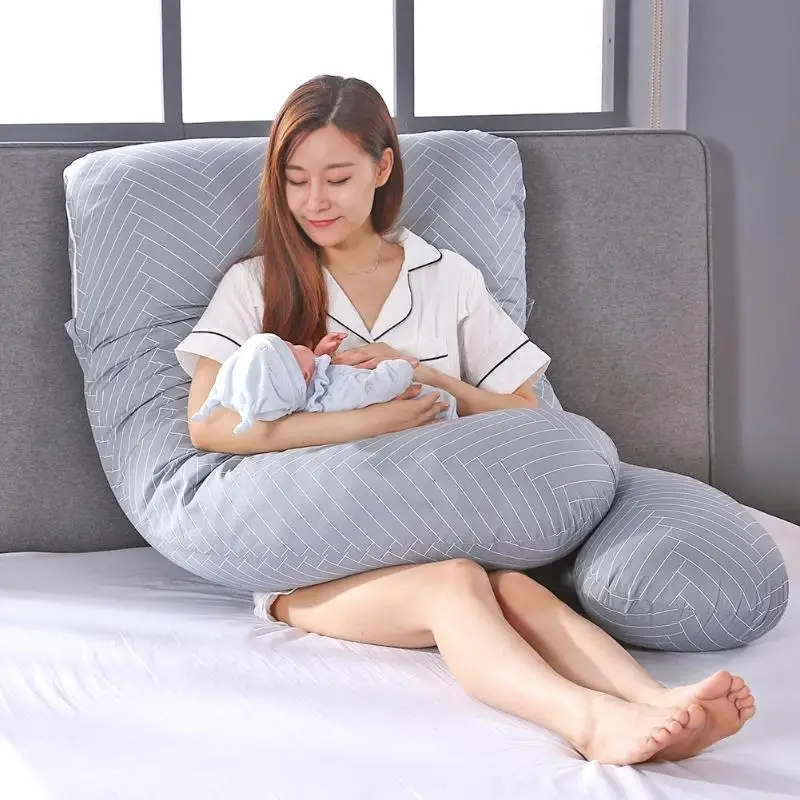 

Striped Pregnant Women Sleeping Support Pillow U Shaped Pregnancy Side Sleeper Multifunctional Pillow for Pregnant Women