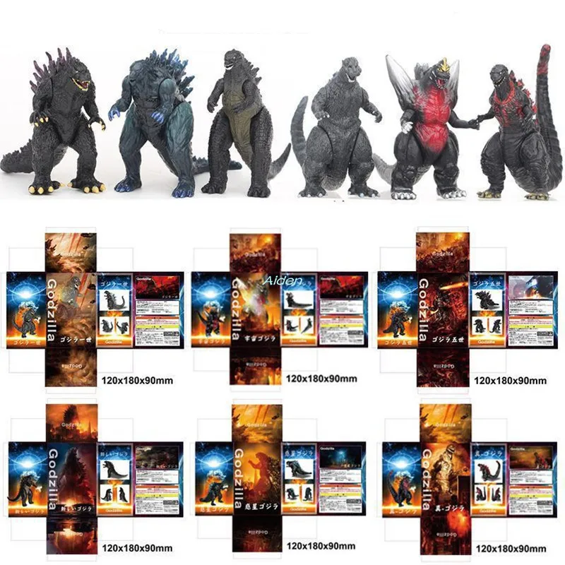 

6Pcs/set Super Kaiju Mothra King Ghidorah Cartoon Simulation Art Craft PVC Action Figure Collectible Model Toy BOX 8CM B2149