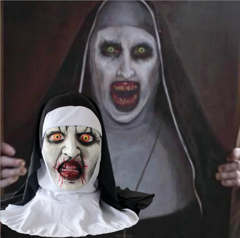 

The Conjuring 2 Cosplay nun mask Halloween terror make up mask Tricky grimace Horror Scary emulsion Headgear small gift