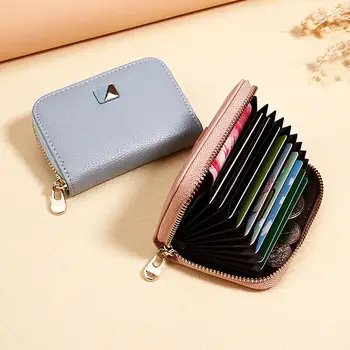 

Simple Solid Color Multi-slot Zipper Coin Purse Women Mini Card Money Holder Bag