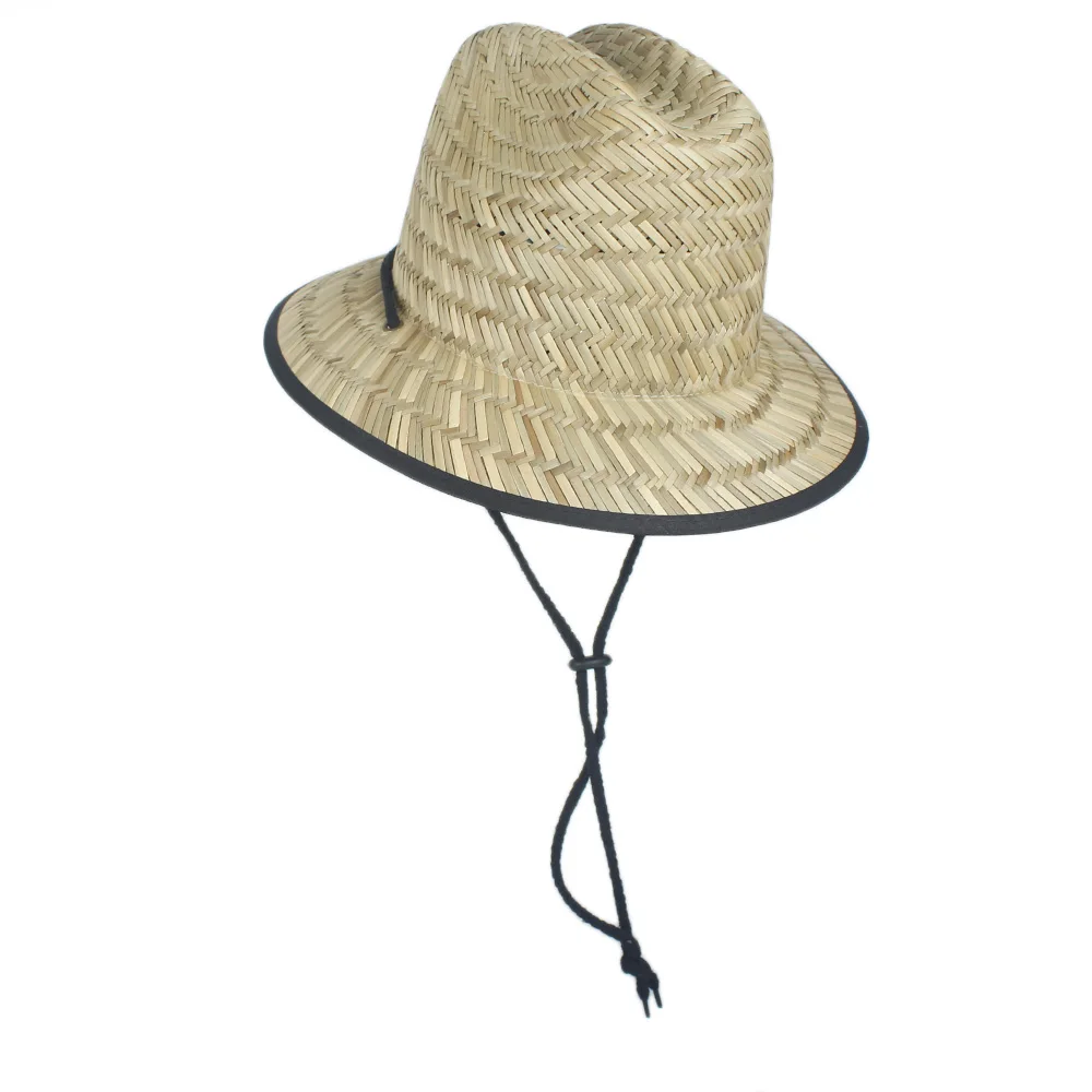 Соломенная женская мужская шляпа Lifeguard летняя ручная работа переплетенная джазовая пляжная Солнцезащитная шляпа уличная Бамбуковая Шляпа Панама шляпа размер 58 см