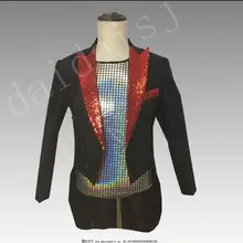 Мужская одежда смокинг пиджак сценический хор красочная блестящая пленка коммандер хост танец представление певица костюмы