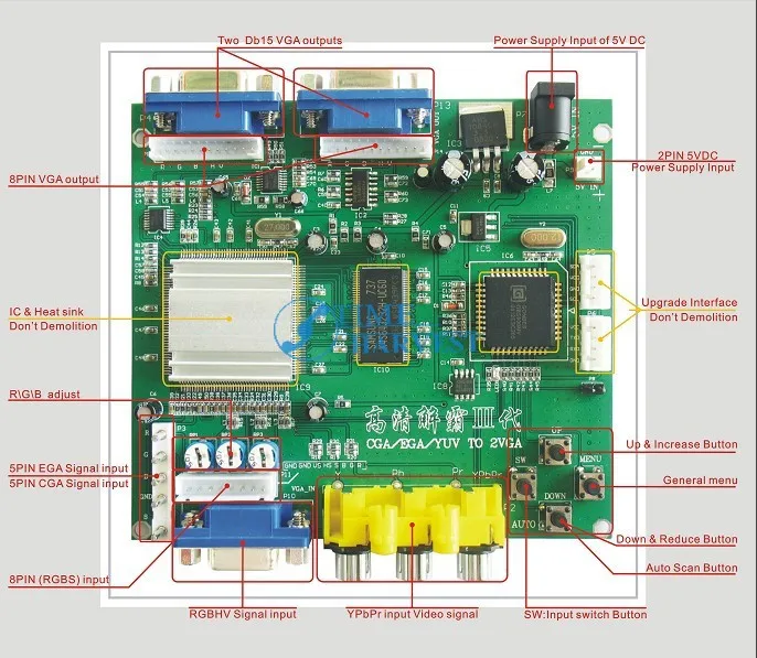 

RGB TO VGA / CGA TO VGA converter board/2 VGA output/game accessory/accessories/parts for arcade game machine/LCD game machine