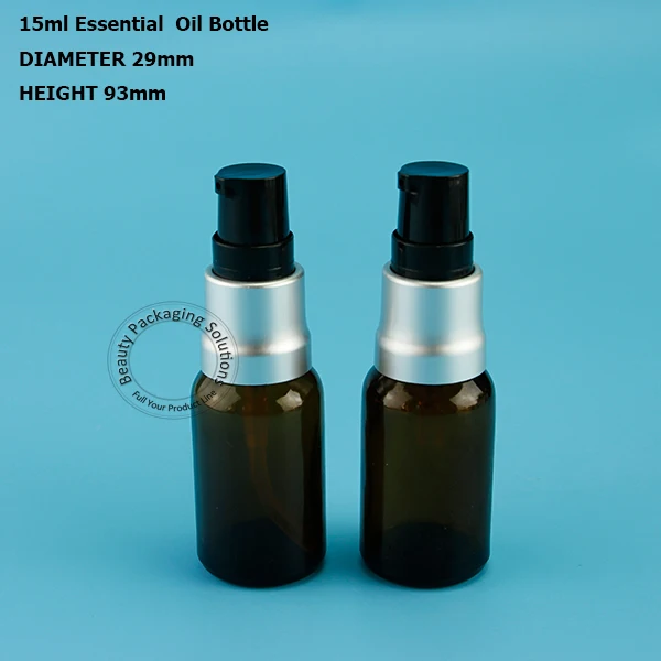

High Quality 15ml 10pcs/Lot Amber Glass Lotion Pump Spray Bottles 1/2OZ Cream Jars Split Charging Jars Empty Cosmetic Containers