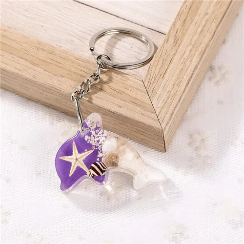 purple white 1 шт., брелок, настоящие морские звезды, естественные ракушки, природа, океан, стиль, ювелирные изделия, подарки, блестящая плоская задняя сторона, полимерная подвеска, подвески для женщин - Цвет: purple white