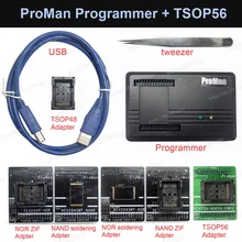 ProMan Profissional flash nand Programador NAND NOR + Adaptador + Adaptador TSOP56 TSOP48 TL86 PLUS programador de Alta velocidade de Programação