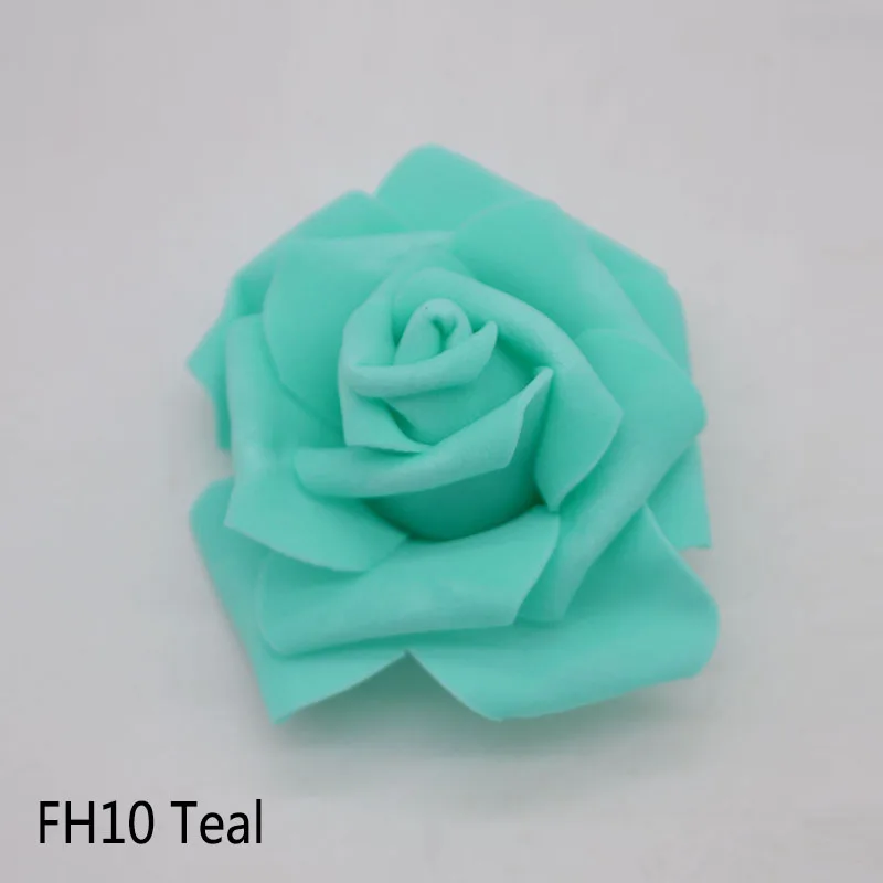 FH10 Teal Искусственные цветы, диаметр 6 см, 13 цветов, пенополиэтиленовая пена, голова розы, для украшения свадьбы, дома, вечерние, сделай сам, букеты, венки, рукоделие - Цвет: FH10 Teal