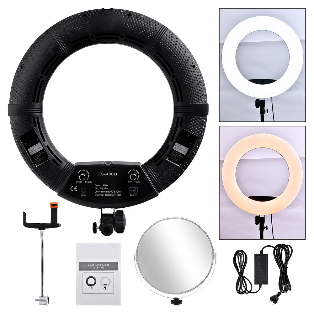 

New High Quality 18 Inch LED Ring Light Kit Camera Photo Studio Video Photography Lighting Set With Tripod Mirror @JH