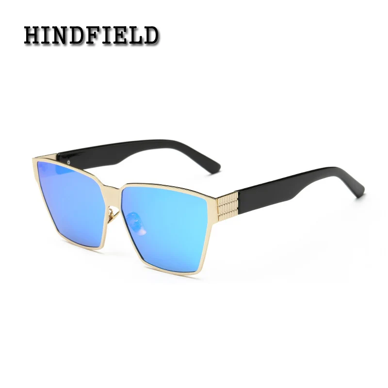 Unisex Sunglasses Flat Colorful Lense Golden Big Frame Elegant