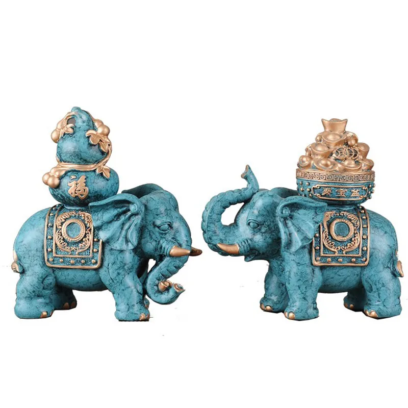 

European Resin Elephant Figurines Ornaments Creative Retro Elephant Model Home Living Room Wine Cabinet Decoration Wedding Gifts
