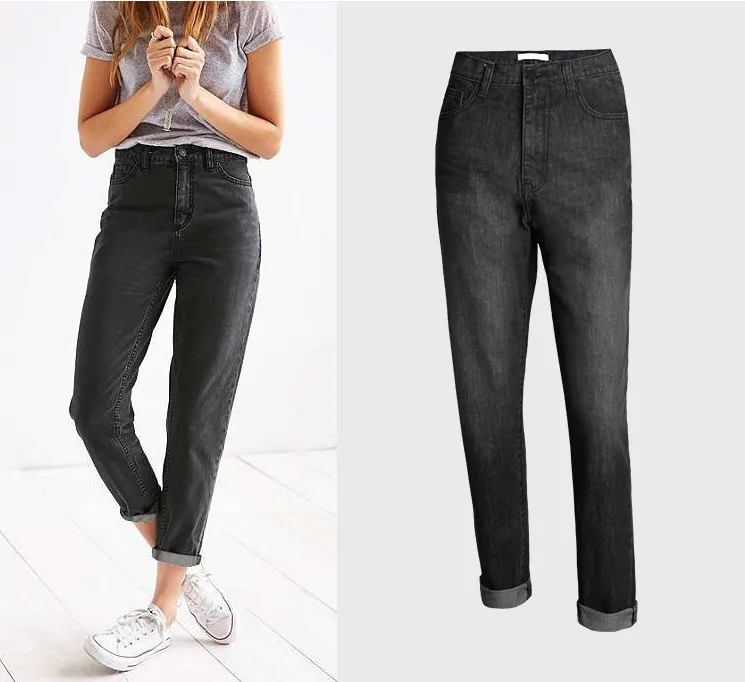 

catonATOZ 2137 Hot Black High Waist Mom Jeans Woman Vintage Boyfriend Denim Pants Jeans for Women