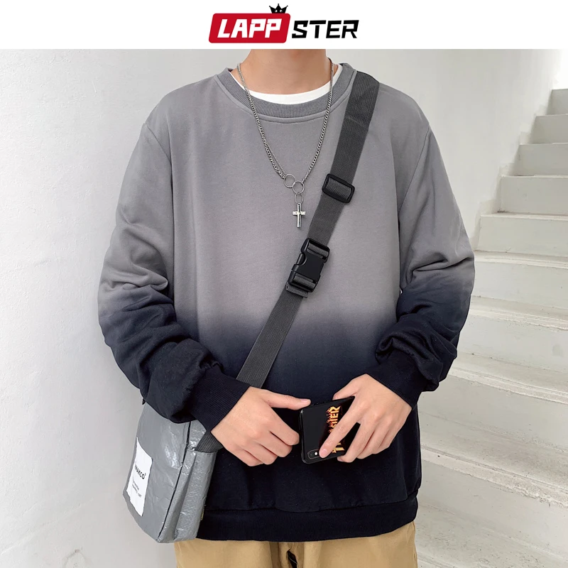

LAPPSTER Men Tie Dye Japanese Streetwear Hoodies Sweatshirts 2019 Mens Harajuku Sweatshirts O-Neck Hoodies Casual Clothing 5XL