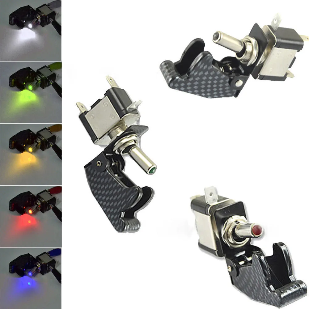 

Car LED Light SPST Toggle Rocker Switch With Protective Cover 12V 20A Fog Light Control ON/OFF #LQ1203
