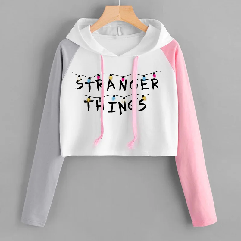 Dámská crop top mikina s kapucí - Stranger Things