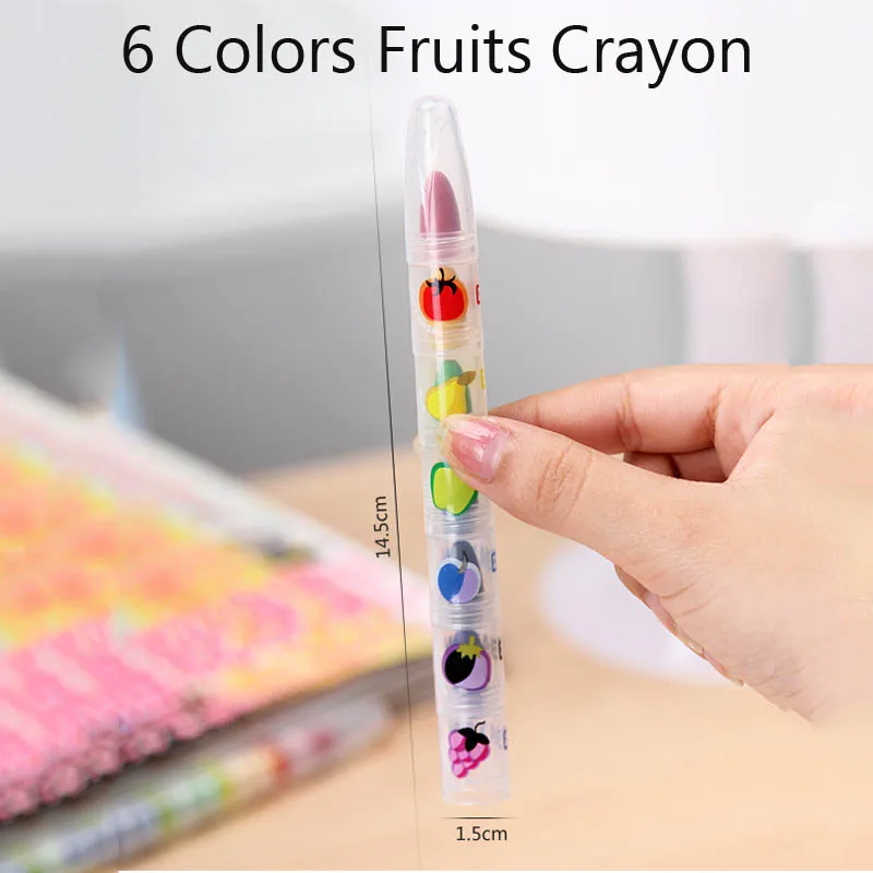 6 цветов, милый рисунок, мелки, ручка для детей, смайлик, цветок, граффити, воск, карандаш, день рождения, украшение, сувениры, товары - Цвет: 6 color fruits Crayo