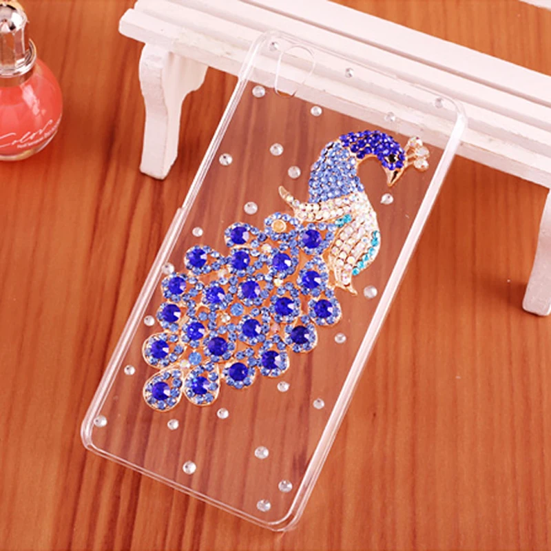 

iSecret Case for Sony Xperia E5 e5 F3311 F3313 5.0" Cover Clear plastic Luxury Peacock Rhinestone Case for Sony E5 Phone Cases