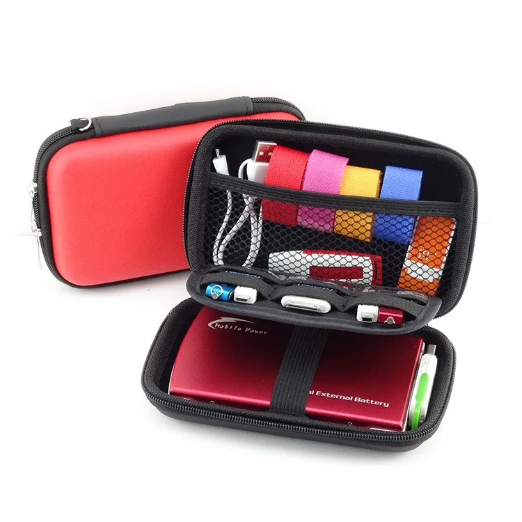 IVYSHION чехол для наушников на молнии, Кожаная Коробка для хранения наушников, портативный usb-кабель, органайзер для переноски, Жесткая Сумка для монет, карт памяти - Цвет: Style 1 Red
