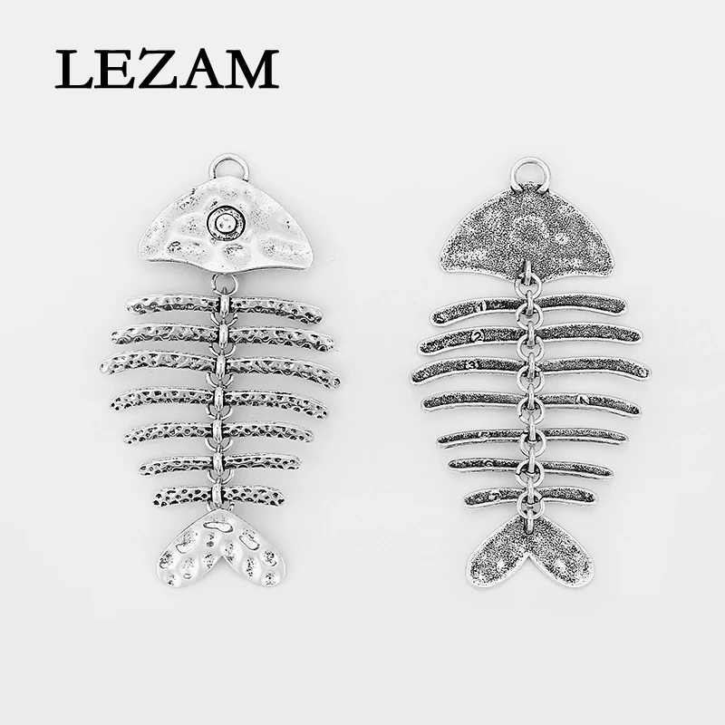 

3pcs Fashion Pendant Punk Gothic Charms Large Fish Bone Statement Pendant For Necklace Jewelry Making Findings Material 100x75mm