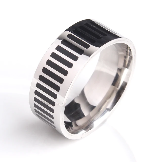 8mm Black Piano Keys 316l Stainless Steel Wedding Rings For Men 8mm Black Piano Keys 316l Stainless Steel Wedding Rings For Men Women Whole