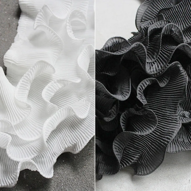 

Four-Layer Stereo Wave Auricularia Lace Fold Mesh Texture Accessory Dress Handmade Material Designer Cloth