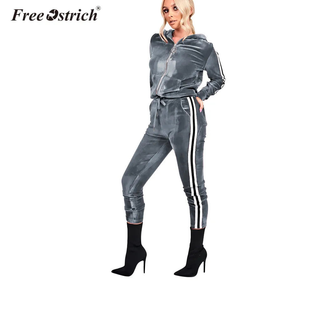 

Free Ostrich Tracksuit Women Set 2019 Autumn Winter 2 Piece Hoodie+Pant Suit Casual Long Sleeve Sporting Suit Female L1425