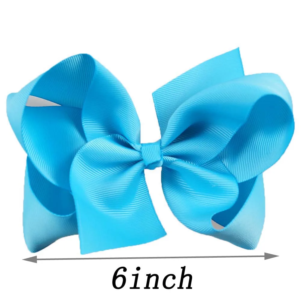 6 Inch Boutique Hair Accessory Knot Grosgrain Ribbon Hair Bow With Clip For Girl
